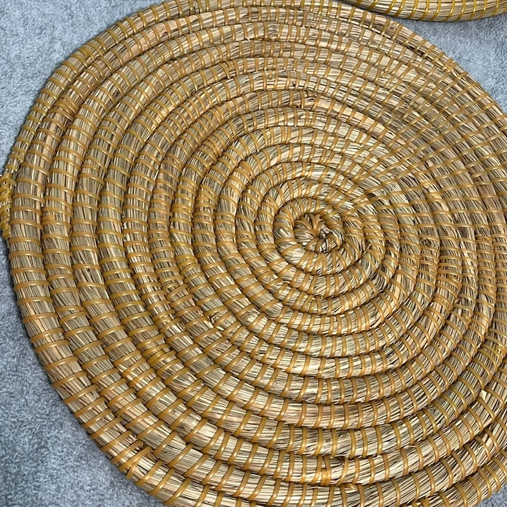 Boho Placemats Chargers Wall Decor Set of Two Round Straw Rustic Cottagecore